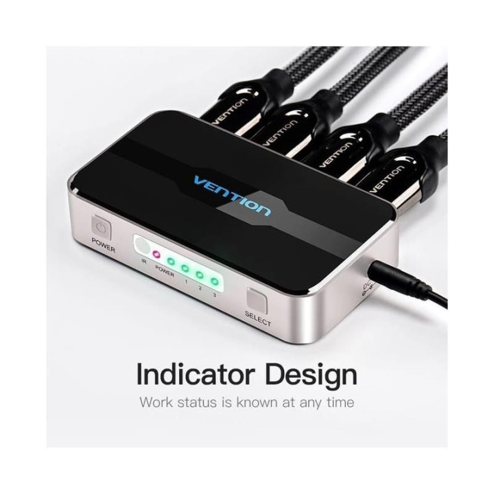 Duplicador Vention 4XHDMI Hembra - HDMI Macho Silver/black |