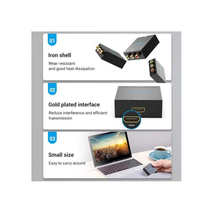 Conversor Vention Hdmi/h - Rca/h Miniusb/h Black | InfoChen