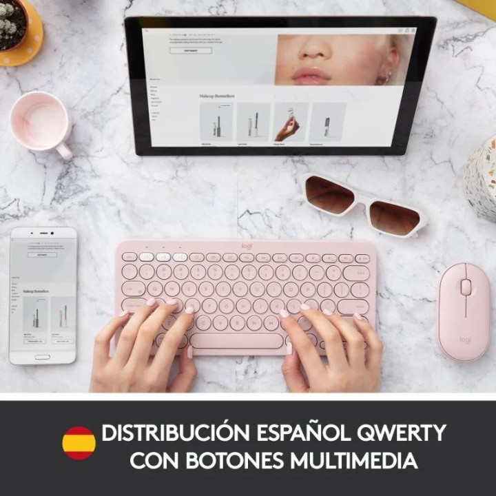 Teclado Logitech K380 TKL Bluetooth Multi-Device Rose | InfoChen
