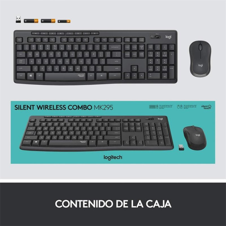 Teclado + Raton Logitech MK295 Wireless Silent Grafito | InfoChen