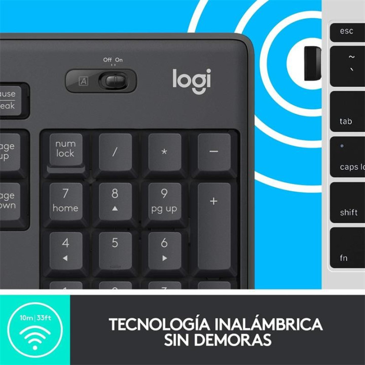 Teclado + Raton Logitech MK295 Wireless Silent Grafito | InfoChen