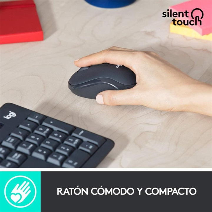 Teclado + Raton Logitech MK295 Wireless Silent Grafito | InfoChen