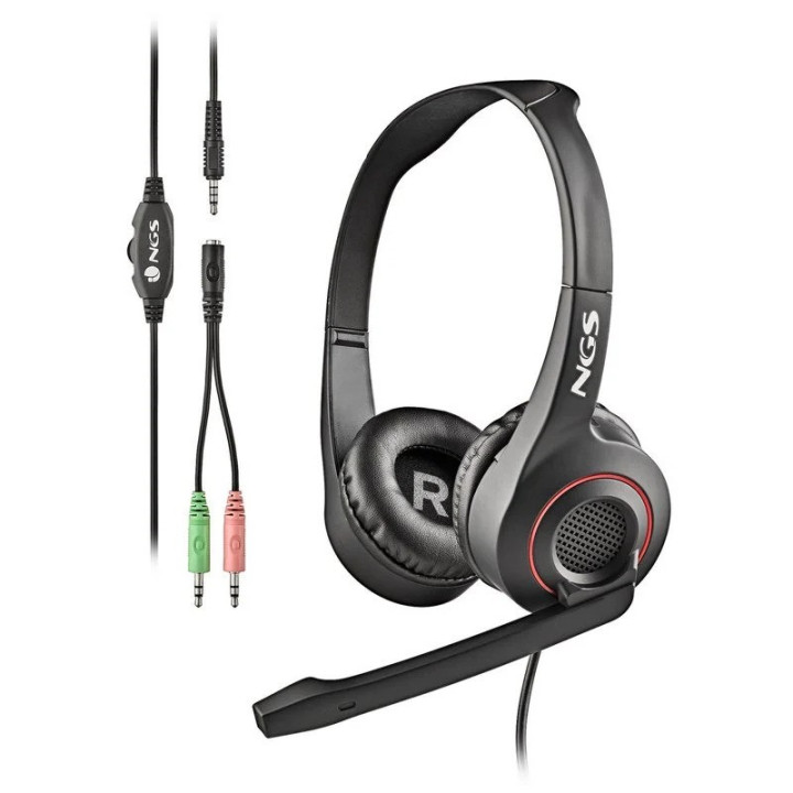 Auriculares + Microfono Ngs MSX10PRO Jack 3.5MM Black + Adaptador