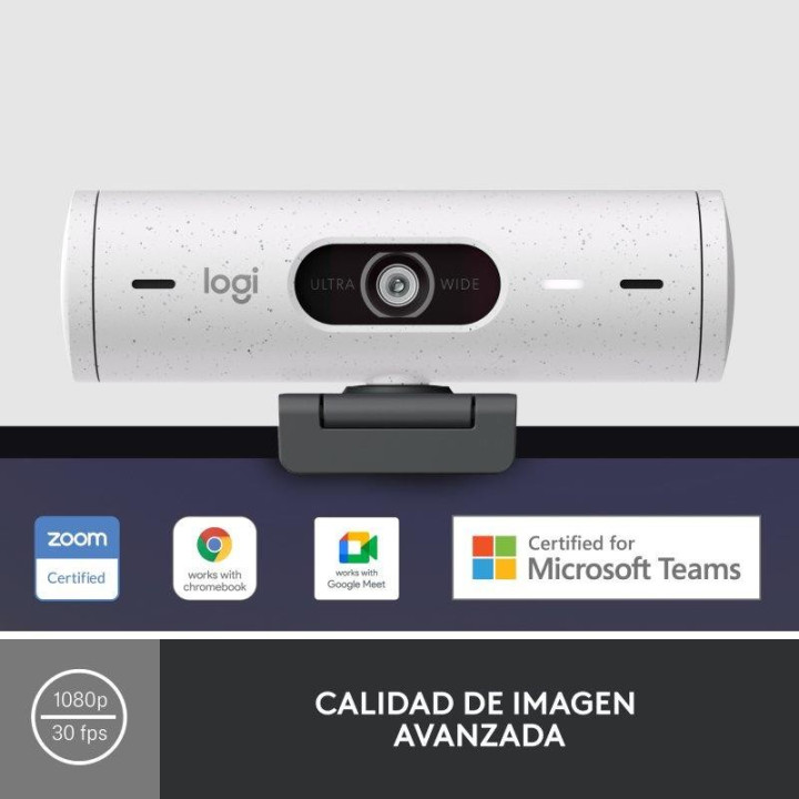 Webcam Logitech Brio 500 Fhd USB-C White | InfoChen Canarias