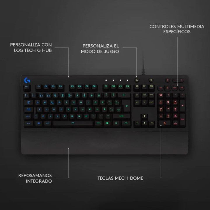 Teclado Gaming Logitech G213 USB RGB Black | InfoChen Canarias