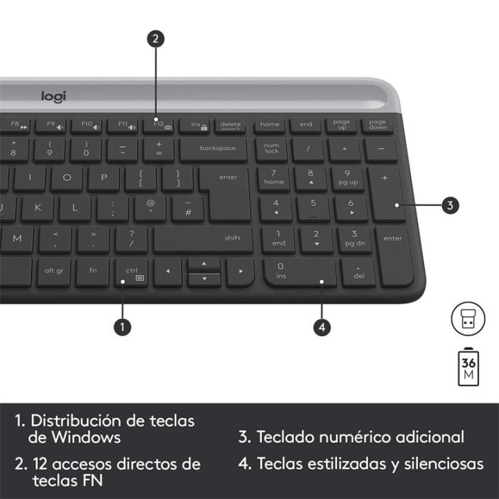 Teclado + Raton Logitech MK470 Slim Wireless Silent | InfoChen