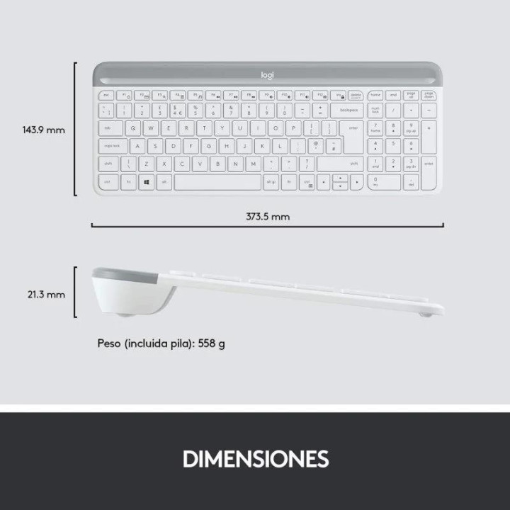 Teclado + Raton Logitech MK470 Slim Wireless Silent White |