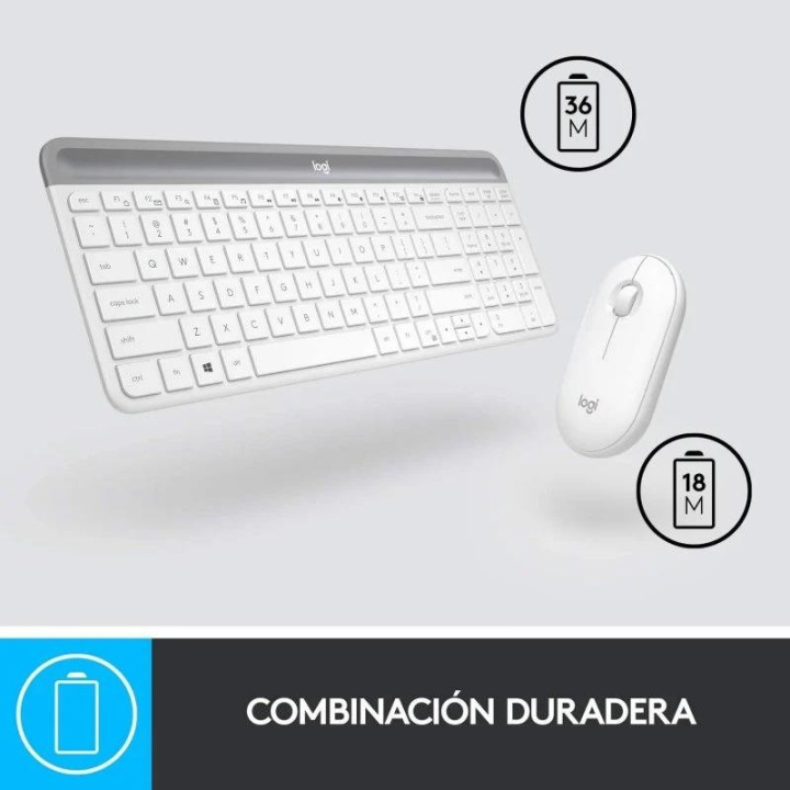 Teclado + Raton Logitech MK470 Slim Wireless Silent White |
