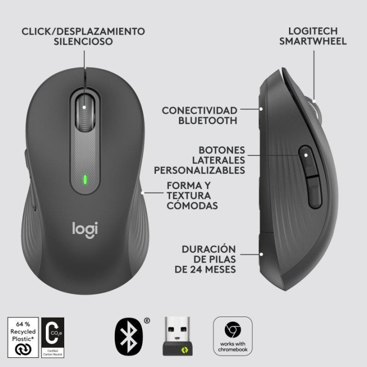 Raton Logitech Signature M650 M Wireless Black | InfoChen