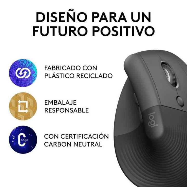 Raton Logitech Lift Vertical Wireless Ergonomic 4000DPI 6 Botones