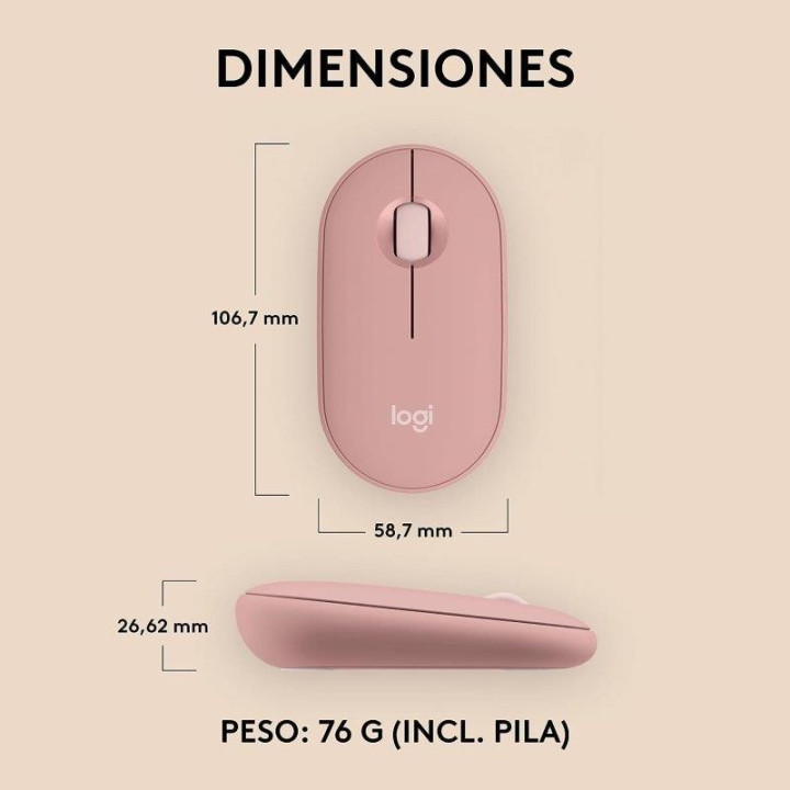 Raton Logitech Pebble 2 M350S Wireless Rose | InfoChen Canarias