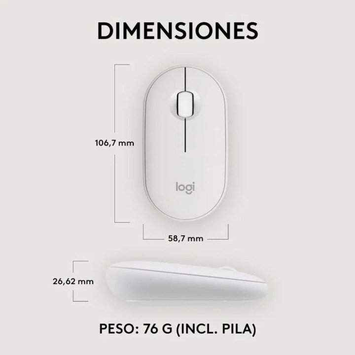 Raton Logitech Pebble 2 M350S Wireless White | InfoChen Canarias