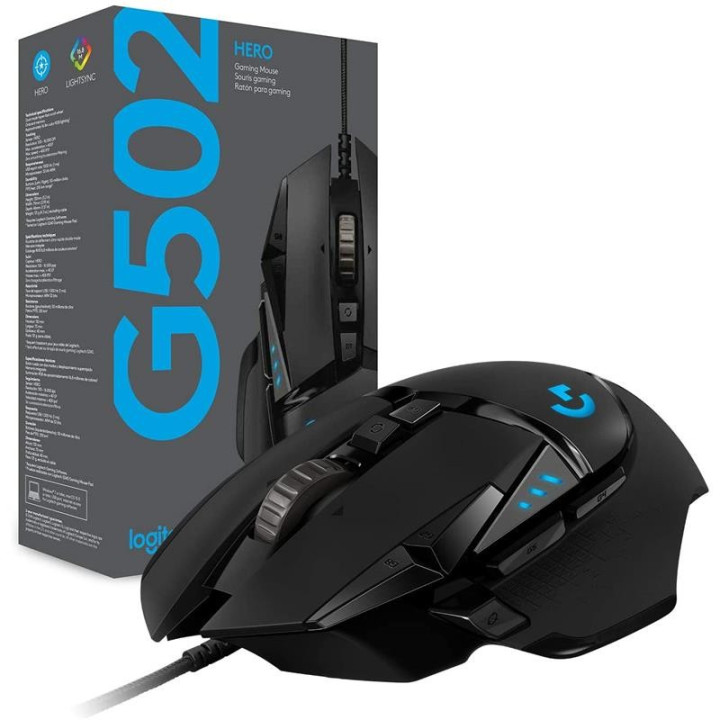 Raton Logitech G502 Hero Optico USB Gaming Black | InfoChen