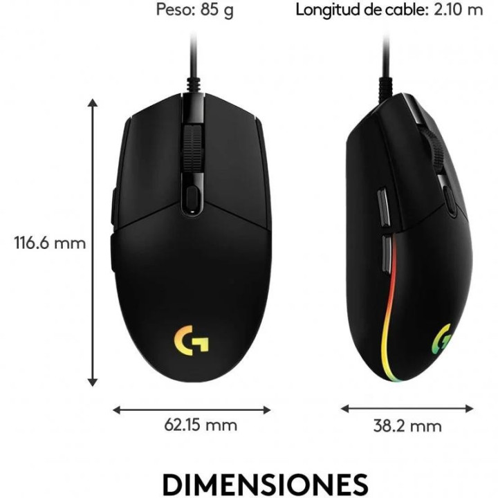 Raton Logitech G203 Lightsync RGB USB Black | InfoChen Canarias