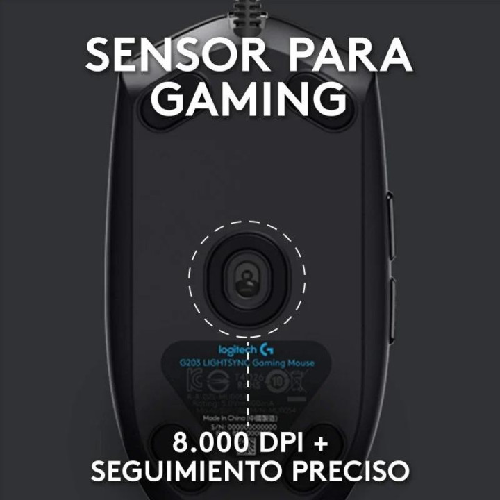Raton Logitech G203 Lightsync RGB USB Black | InfoChen Canarias