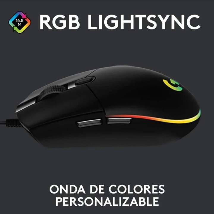 Raton Logitech G203 Lightsync RGB USB Black | InfoChen Canarias