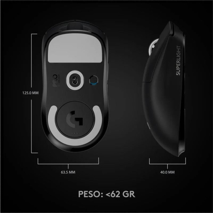 Raton Logitech Pro X Superlight Gaming Wireless Black | InfoChen
