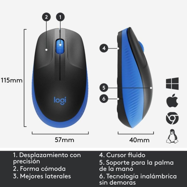 Raton Logitech M190 Wireless Blue | InfoChen Canarias