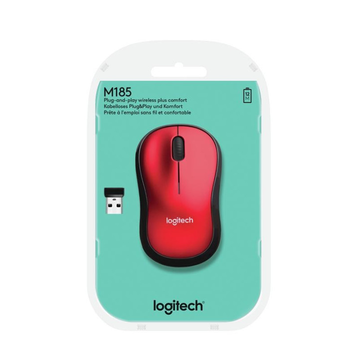 Raton Logitech M185 Wireless Red | InfoChen Canarias