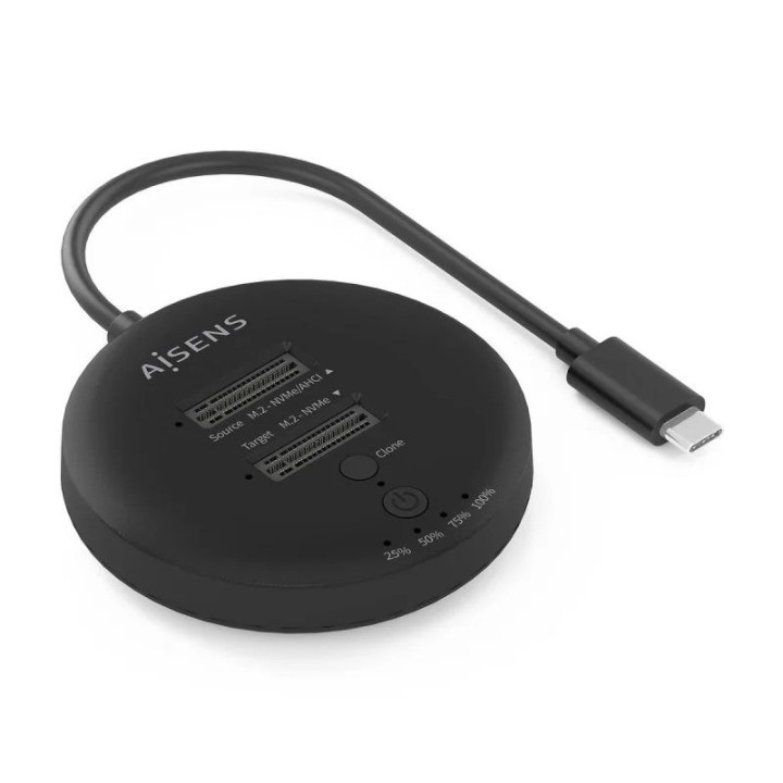 Dock Station Clone Aisens X2 M2 NVME USB-C 3.2 Black | InfoChen