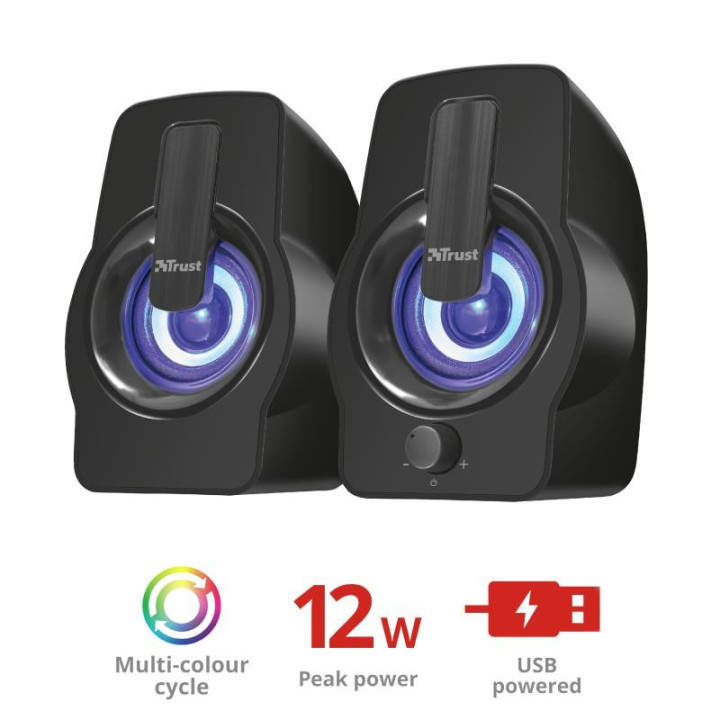 Altavoces Trust Gemi RGB 2.0 Black | InfoChen Canarias