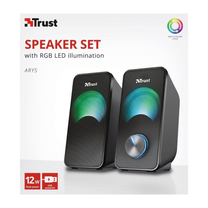 Altavoces Trust Arys RGB 2.0 Black | InfoChen Canarias