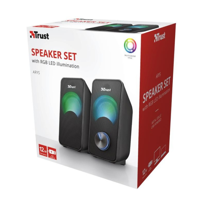 Altavoces Trust Arys RGB 2.0 Black | InfoChen Canarias