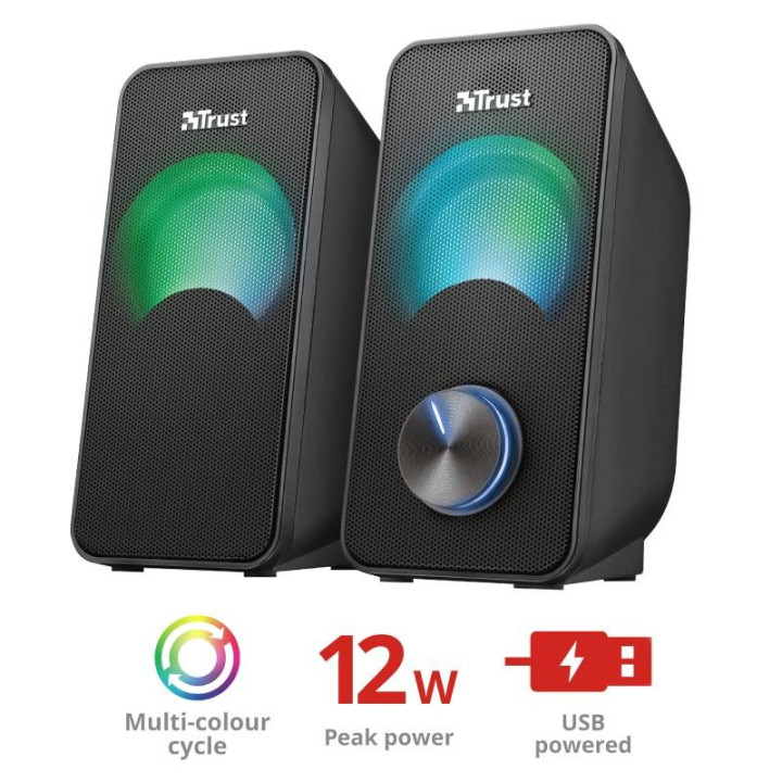 Altavoces Trust Arys RGB 2.0 Black | InfoChen Canarias