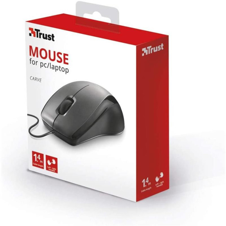 Raton Trust Carve USB Black | InfoChen Canarias