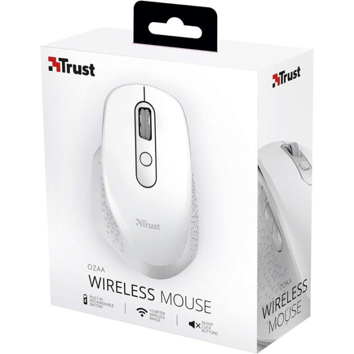 Raton Trust Ozaa Ergonomico Recargable Wireless White | InfoChen