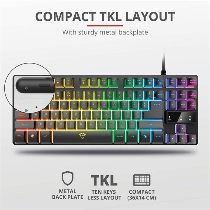 Teclado Trust Gaming Gxt 833 Metalico USB RGB | InfoChen Canarias