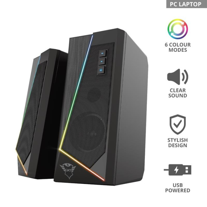 Altavoces Trust Gaming Gtx 609 Zoxa RGB 2.0 Speakerset | InfoChen