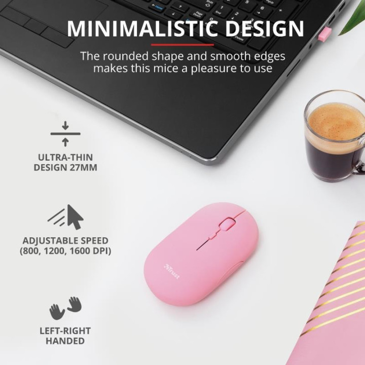 Raton Trust Puck Recargable Wireless Bluetooh Pink | InfoChen