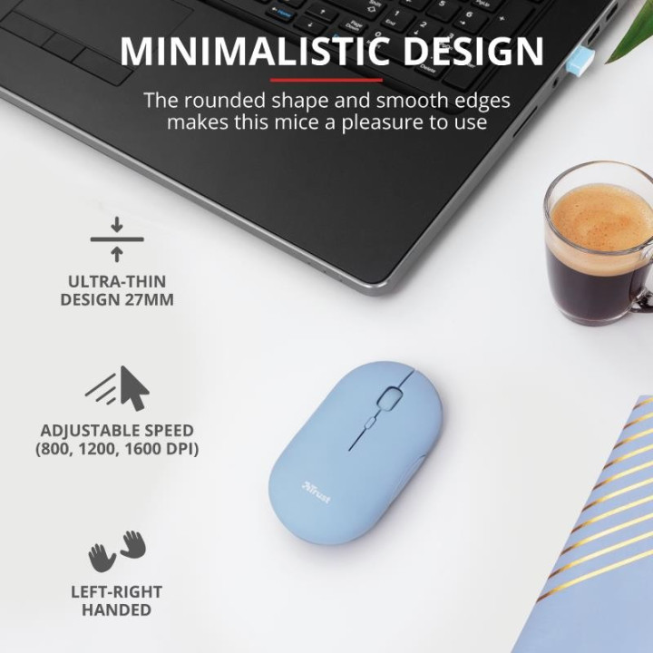 Raton Trust Puck Recargable Wireless Bluetooth Blue | InfoChen