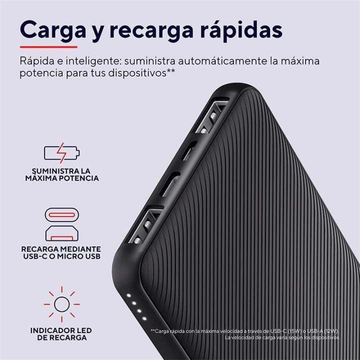 Powerbank Trust Primo Slim 10000MAH 2A USB + USB-C + Micro-USB