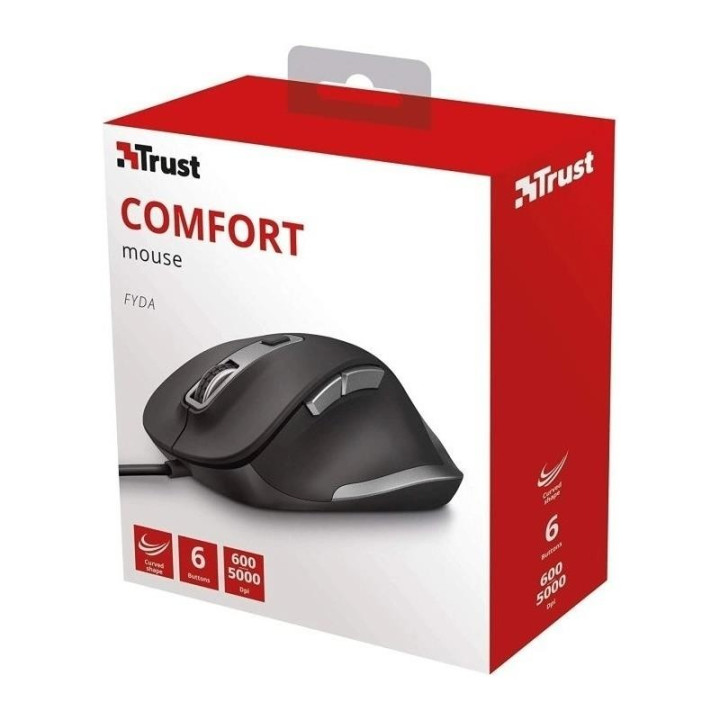 Raton Trust Fyda Wired Comfort Ergonomico Eco USB Black |