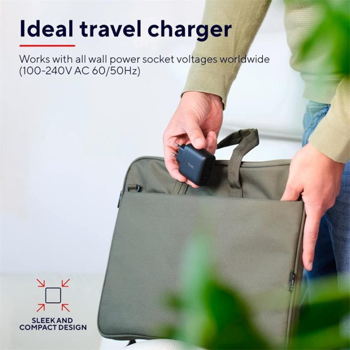 Cargador Trust Maxo USB-C 65W 2M Black | InfoChen Canarias