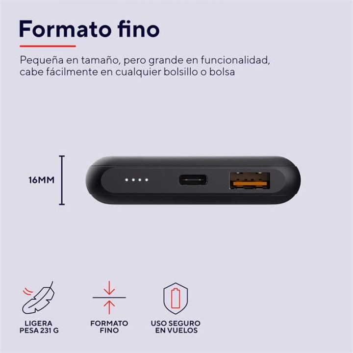 Powerbank Trust Redoh 10000MAH USB-A + X2 USB-C Black | InfoChen