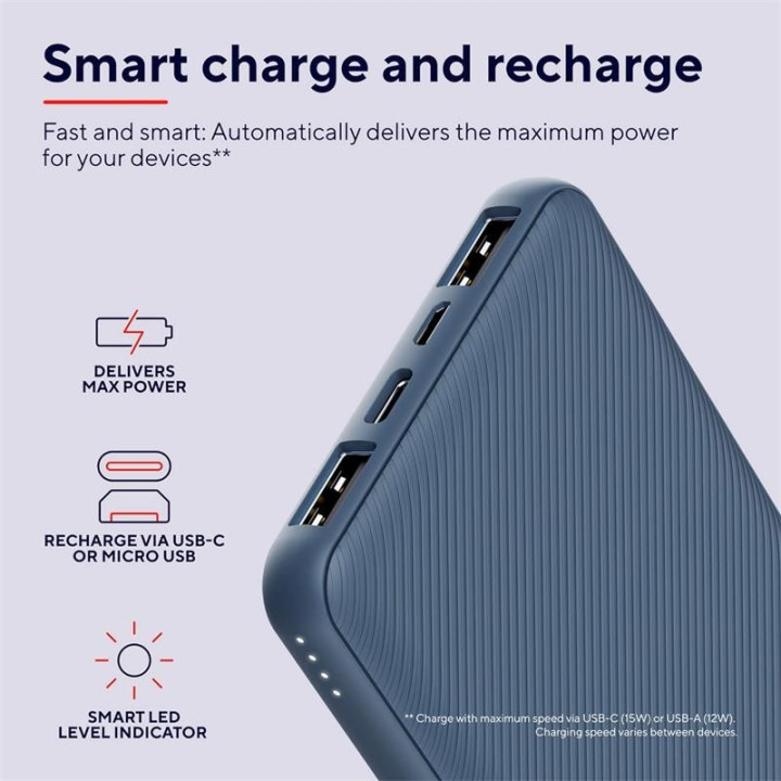 Powerbank Trust Primo Slim 10000MAH X2 USB-A + USB-C + Micro-USB