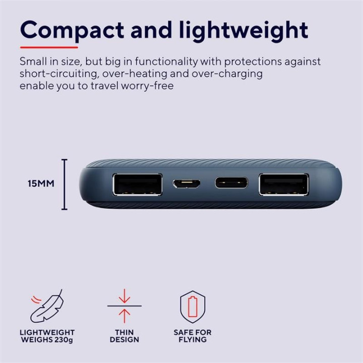 Powerbank Trust Primo Slim 10000MAH X2 USB-A + USB-C + Micro-USB