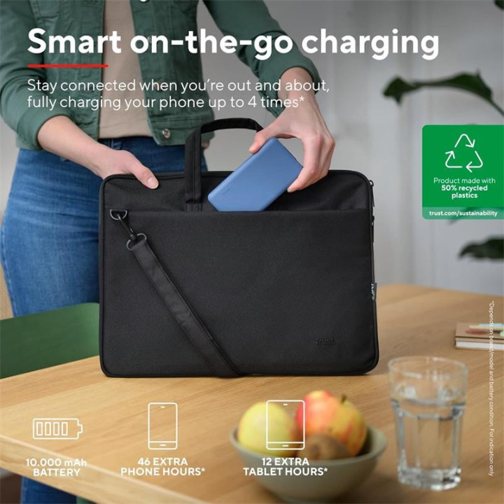 Powerbank Trust Primo Slim 10000MAH X2 USB-A + USB-C + Micro-USB