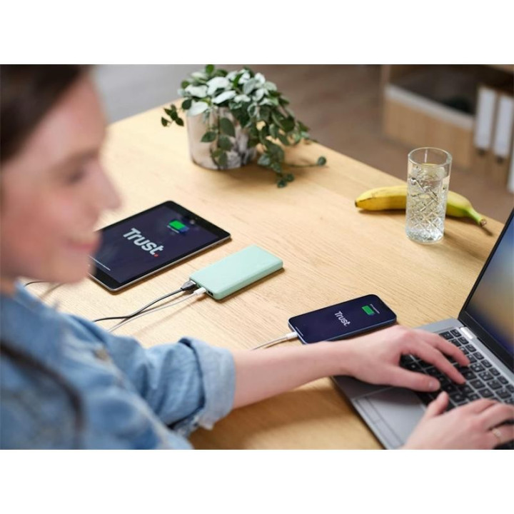 Powerbank Trust Primo Slim 10000MAH X2 USB-A + USB-C + Micro-USB
