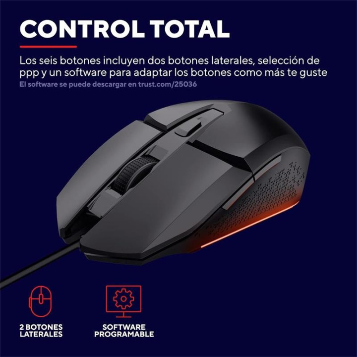 Raton Trust Gaming Gxt 109 Felox RGB USB 6400DPI 6 Botones Black