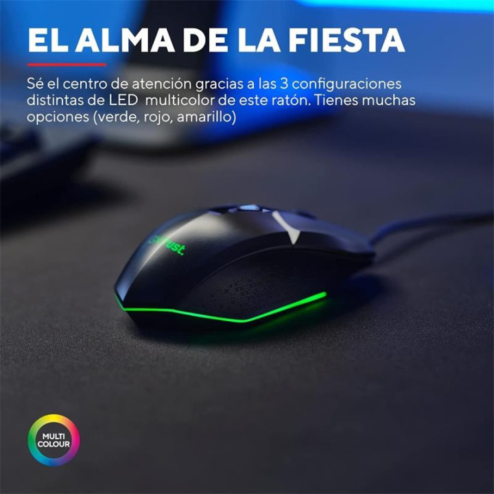 Raton Trust Gaming Gxt 109 Felox RGB USB 6400DPI 6 Botones Black