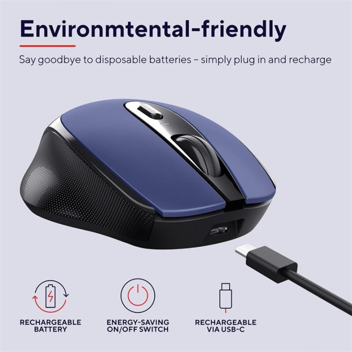Raton Trust Zaya Recargable Wireless Blue | InfoChen Canarias
