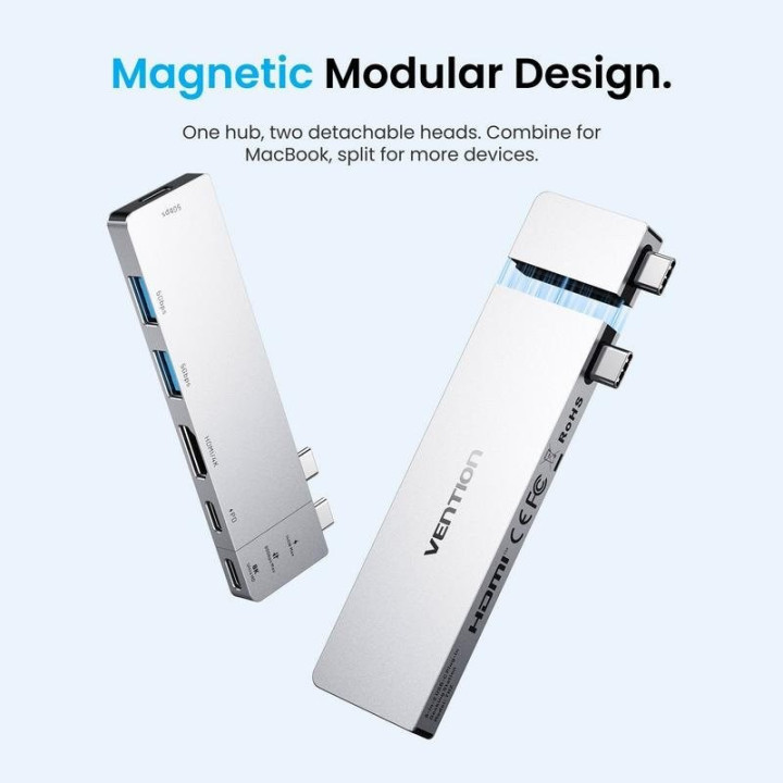 Docking USB-C Vention 1X HDMI 4K/2X USB-A/2X USB-C/1X